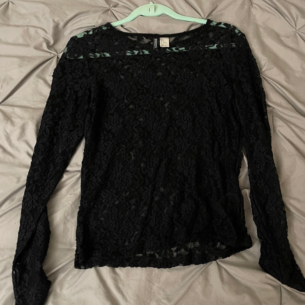 Black see through rose top